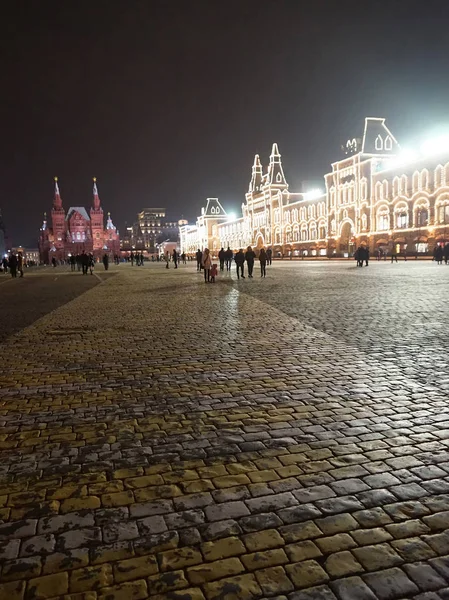Moscou Rússia Janeiro 2016 Praça Vermelha Vista Noturna — Fotografia de Stock