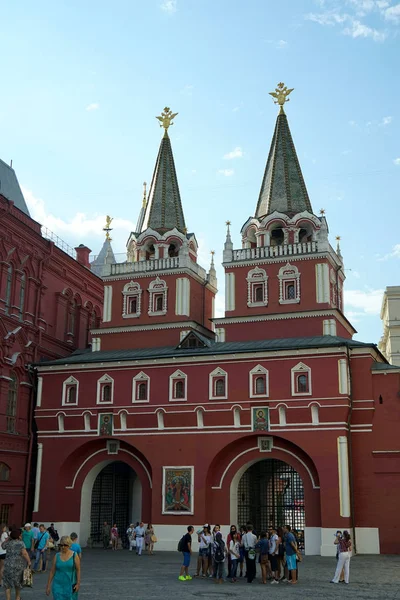 Moscú Rusia Junio 2018 Resurrección Voskresenskyie Puertas Con Capilla Iverskaya — Foto de Stock