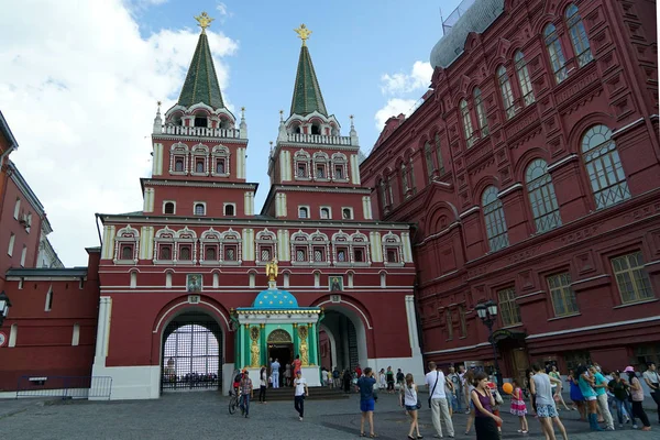 Moskau Russland Juni 2018 Auferstehungstor Woskresenskyje Mit Iwerskaja Kapelle — Stockfoto