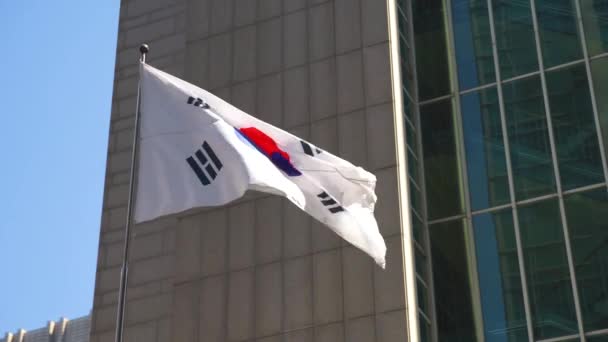 Прапор Південної Кореї Seoul Колишуться Вітрі — стокове відео