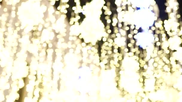 Електричні Ліхтарі Вулиці Нічний Вигляд Вуличне Святкове Освітлення Світлий Фон — стокове відео
