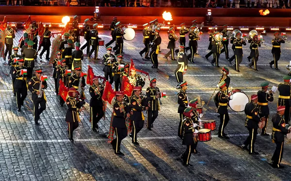 Moskwa Rosja Wrzesień 2018 Festiwal Orkiestrę Wojskową Spasskaja Wieża Placu — Zdjęcie stockowe