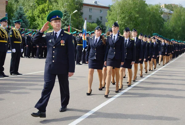 Moscú Rusia Junio 2014 Mujeres Militares Marcha Marcial Uniformada Desfile —  Fotos de Stock