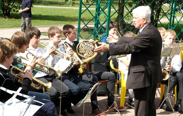 Moskva September 2016 Performance Ett Mässingsband Gatuprestanda Dagen Staden — Stockfoto