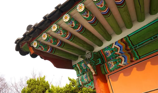 Část Střechy Starověké Korejské Budovy Korejského Paláce Palác Deoksugung Soul — Stock fotografie