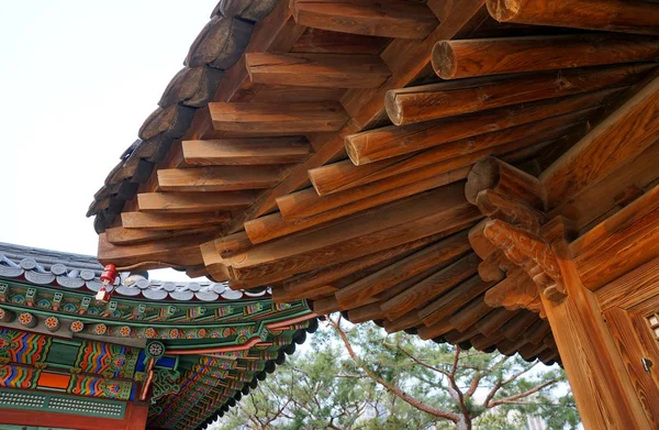 Část Střechy Starověké Korejské Budovy Korejského Paláce Palác Deoksugung Soul — Stock fotografie