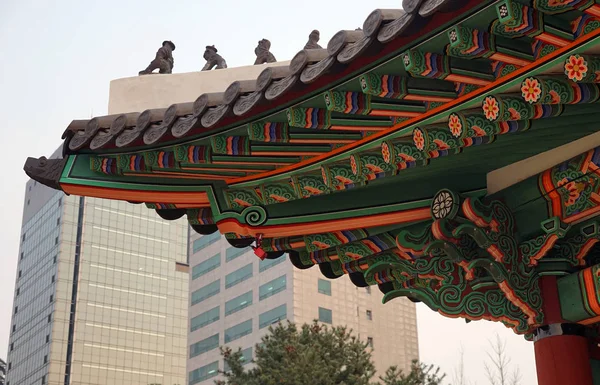 Del Taket Gammal Koreansk Palatsbyggnad Deoksugung Palace Seoul — Stockfoto