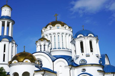 Tapınağın kubbeleri. Moskova Azizler Katedrali Kilisesi, Bibirevo, Moskova.