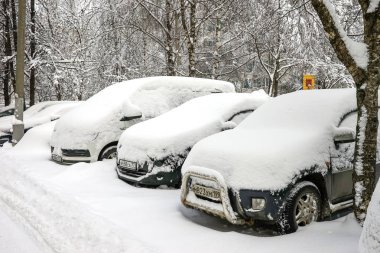 kar içinde park edilmiş arabalar