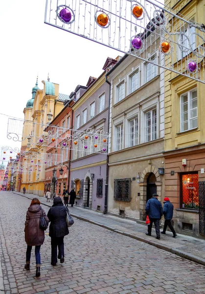 Warszawa Wrzesień 2013 Ulica Widok Stare Fasady Budynków Stare Miasto — Zdjęcie stockowe