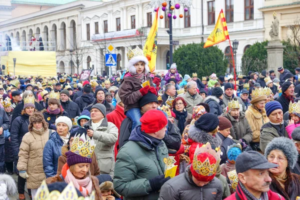 Warsaw January 2013 Costumed Procession Epiphany Three Kings Day Poland — Stock Photo, Image