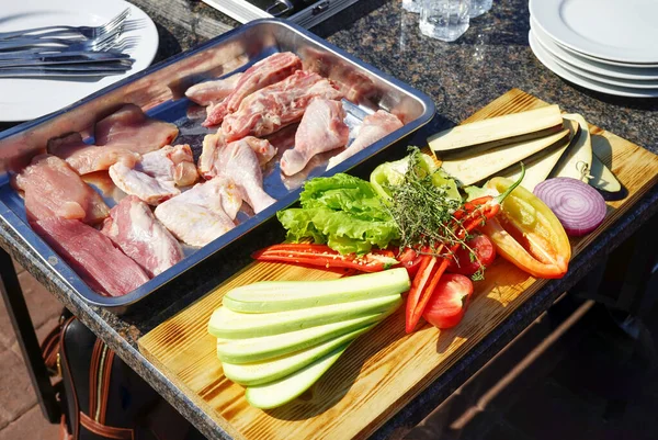 Gesneden groenten voor barbecue — Stockfoto