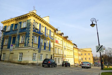 Tarihi şehir manzarası, eski binaların cepheleri..