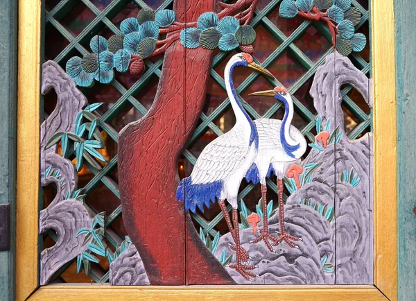 Templo Jogyesa, monasterio budista. Arte pintura nacional de las paredes del edificio . — Foto de Stock