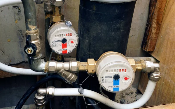 Moscou Avril 2020 Compteur Eau Itelma Compteur Eau Installé Dans — Photo