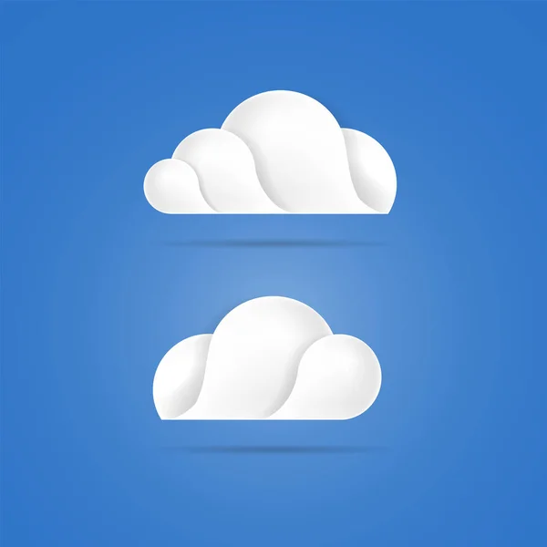 Weiße Wolken Symbole Auf Blauem Himmel Hintergrund Vektor Illustration — Stockvektor