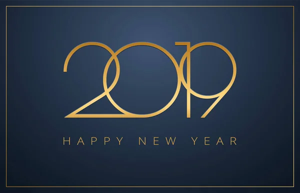 Elegante 2019 Fundo Feliz Ano Novo Design Dourado Para Cartões —  Vetores de Stock