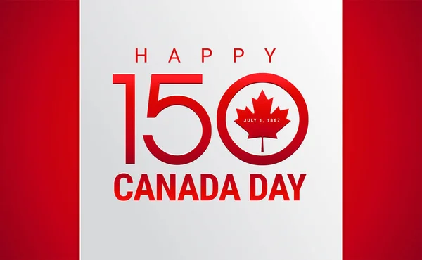 加拿大快乐日贺卡 加拿大国旗 150 年加拿大独立纪念日周年庆典 矢量插画 — 图库矢量图片