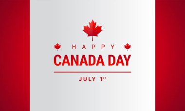 Mutlu Kanada günü tebrik kartı - Kanada akçaağaç yaprağı bayrak, 151 yıl Kanada bağımsızlık günü kutlama - vektör çizim