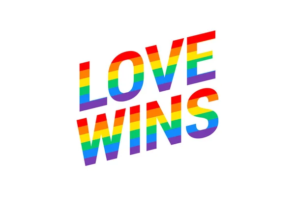 Love Wins Stolz Monat Regenbogenfahne Typografie Mit Stolz Regenbogen Vektorillustration — Stockvektor