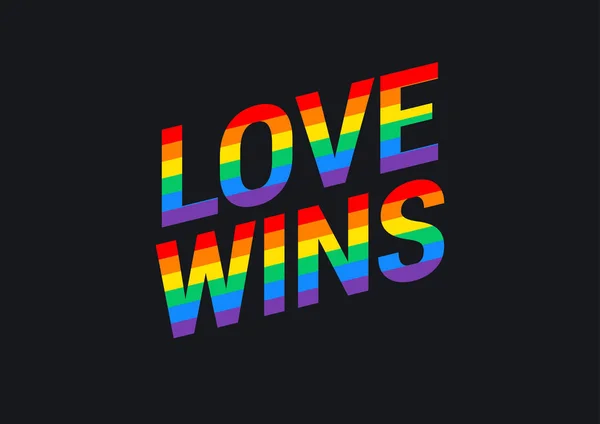 Love Wins Stolz Monat Regenbogenfahne Typografie Mit Stolz Regenbogen Vektorillustration — Stockvektor