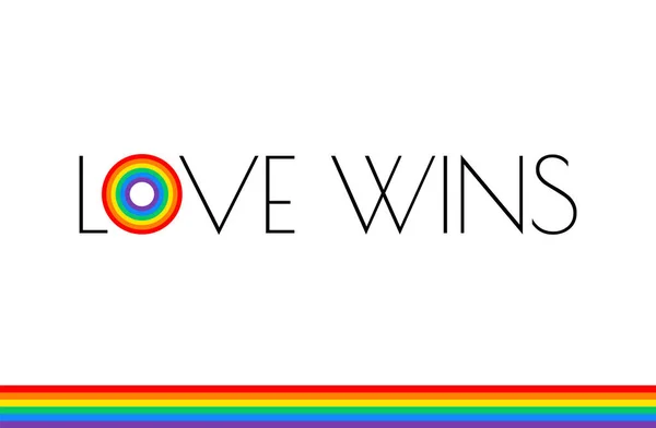 Love Wins Duma Miesiąca Rainbow Flaga Typografii Pride Rainbow Love — Wektor stockowy