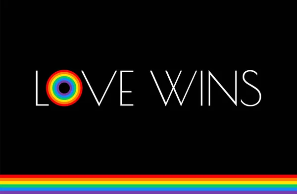 Liebe Gewinnt Stolz Monat Regenbogenfahne Typografie Mit Stolz Regenbogen Liebe — Stockvektor
