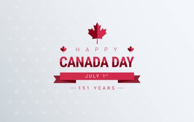 Kanada Günü tebrik kartı geçmişi - kırmızı Mutlu Kanada Günü tipografi tasarımı, Kanada akçaağaç yaprağı, 1 Temmuz tebrik kartı vektörü 