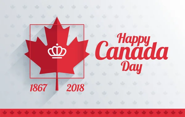 快乐加拿大天贺卡设计 红色枫叶和快乐加拿大天书法刻字 纸艺风格中的矢量插图 — 图库矢量图片