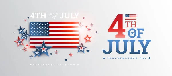 Lycklig Självständighetsdagen Usa Bakgrund Med Usa Flaggan Juli Usa Oberoende — Stock vektor