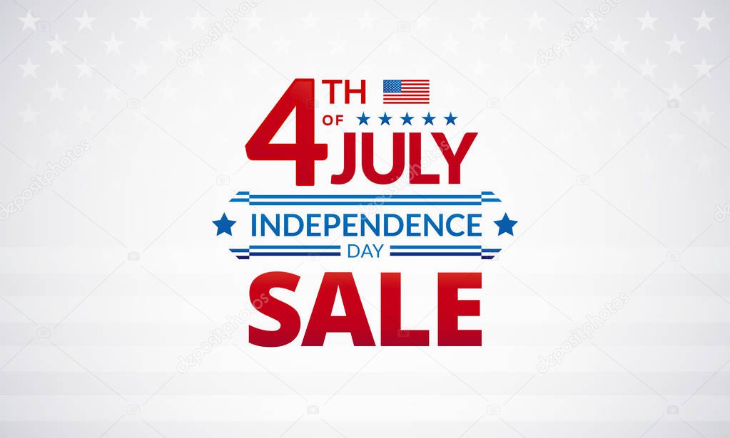 Happy 4th of July Independence Day USA sale banner or logo with American flag - vector illustration for 4th of July event celebration