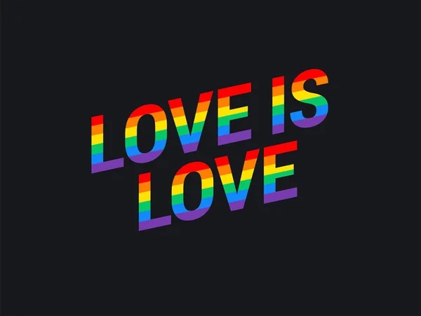 Orgoglio Evento Banner Illustrazione Amore Amore Arcobaleno Lettering Testo Diagonale — Vettoriale Stock