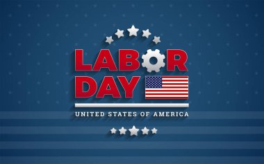 ABD İşçi Bayramı arka plan vektör çizim ABD bayrağı, İşçi Bayramı Amerika Birleşik Devletleri tipografi tasarımı ile
