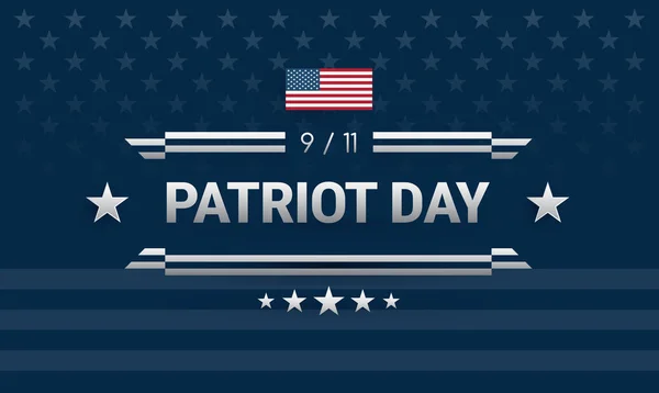 Patriot Day Setembro Design Americano Poderoso Fundo Azul Escuro Bandeira — Vetor de Stock