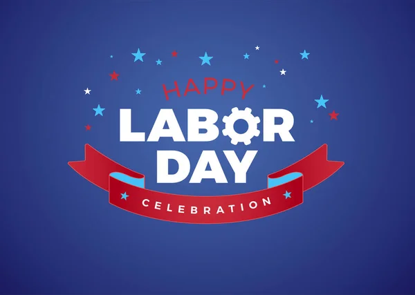 Happy Labor Day celebration text vector illustration - USA Happy Labor Day lettering design, blue holiday background