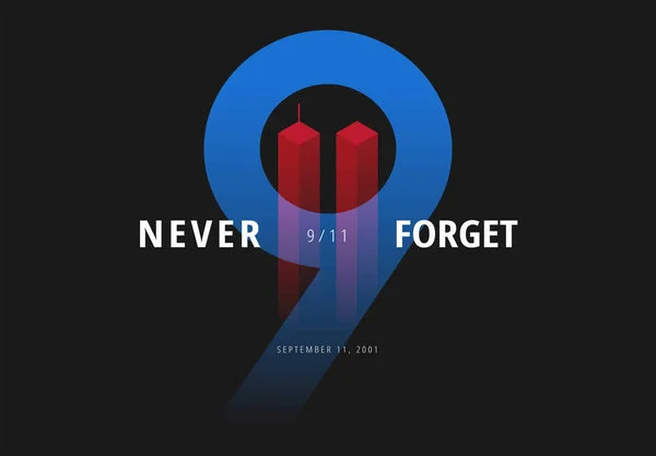 9/11 vektör çizim vatansever gün ABD için. Hiç unut 11 Eylül saldırıları poster