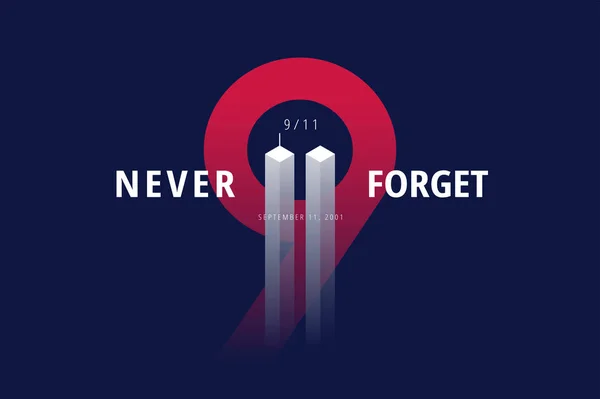 Usa Never Forget Septiembre 2001 Ilustración Conceptual Vectorial Para Cartel — Vector de stock