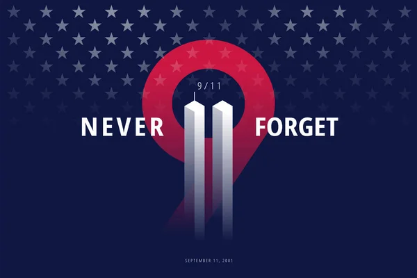 Usa Never Forget Septiembre 2001 Ilustración Conceptual Vectorial Para Cartel — Archivo Imágenes Vectoriales