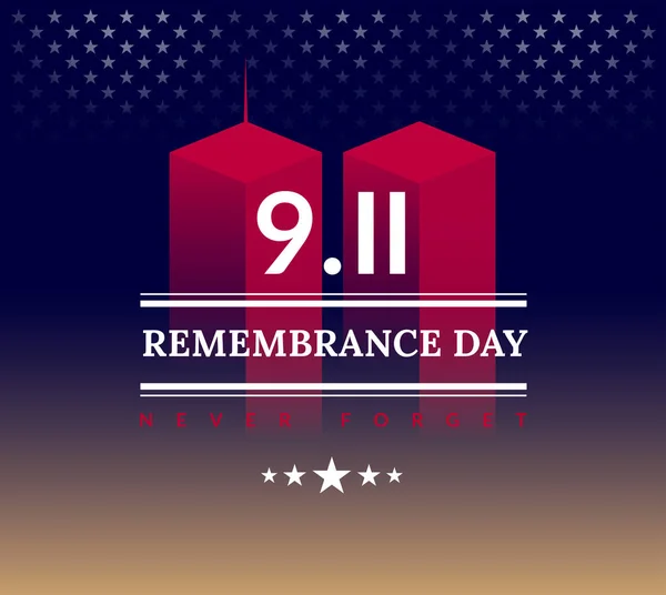 9/11 ABD 11 Eylül 2001 unutmam. Vektör kavramsal çizim vatansever gün Usa posteri veya başlığı için. Arka plan, kırmızı, mavi, altın renkleri