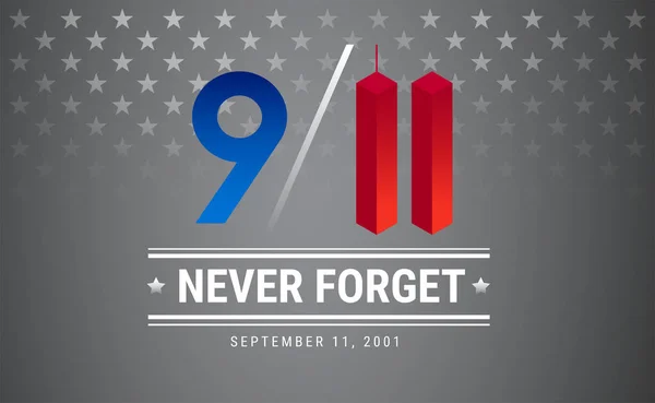 Vatansever gün poster. 11 Eylül. 9 / 11 Anıtı anma günü ABD illüstrasyon. Gümüş yıldız vektör arka plan