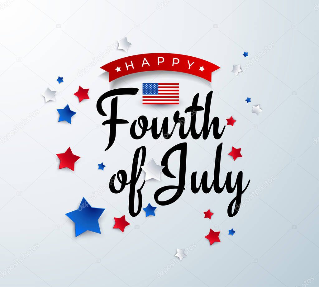 Happy Fourth of July background - American Independence Day vector illustration - 4th of July typographic design USA banner