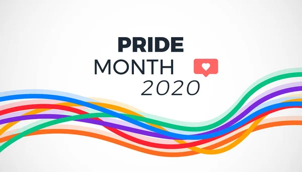Pride Monat 2020 Hintergrund Mit Abstrakten Bunten Regenbogenlinien Vektorillustration — Stockvektor