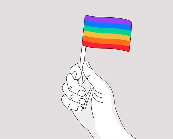 Orgullo Mes Gay Orgullo Símbolo Dibujo Mano Renunciando Una Bandera — Archivo Imágenes Vectoriales