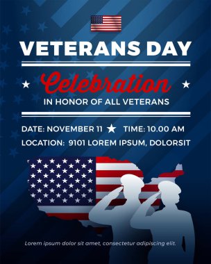 Gaziler Günü için Gaziler Günü davetiye şablonu, dikey afiş, sosyal medya postası - vektör illüstrasyonu