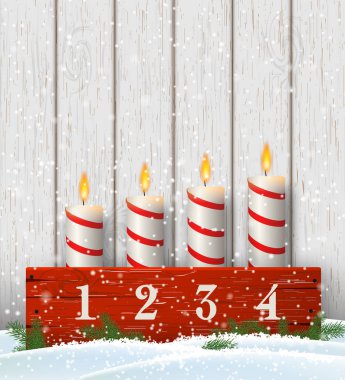 Advent mumluk dört beyaz mumlar ile