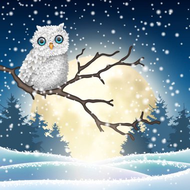 Kuru dalda oturup Noel sebep, beyaz baykuş