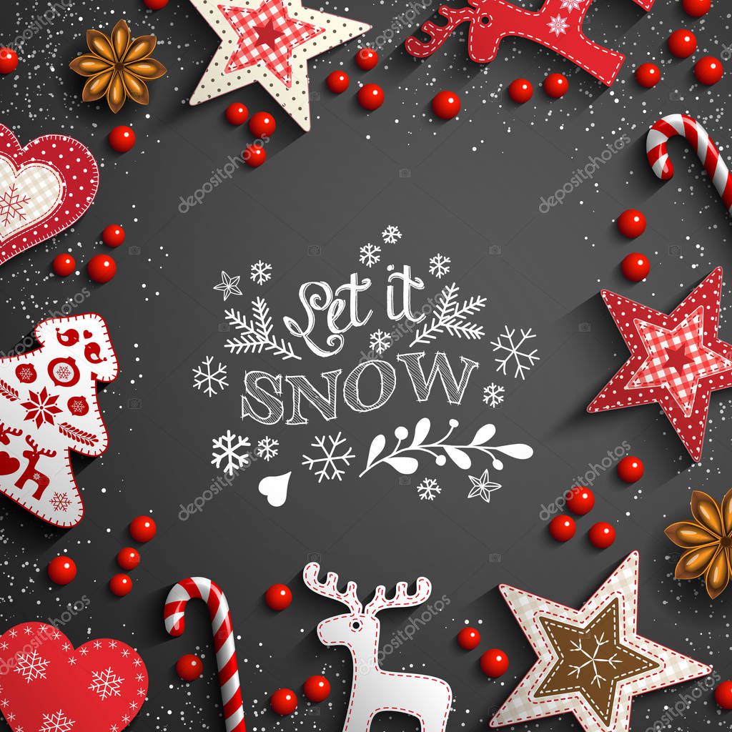 Download Christmas Theme With White Chalk Doodles Rustic Decorations And Text Let It Snow On Black Background Vector Illustration Eps 10 With Transparency And Gradient Mesh Premium Vector In Adobe Illustrator Ai Yellowimages Mockups