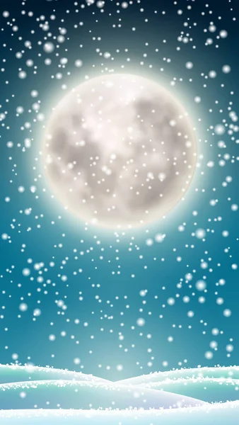 Winterhintergrund, großer Mond am Winterhimmel — Stockvektor