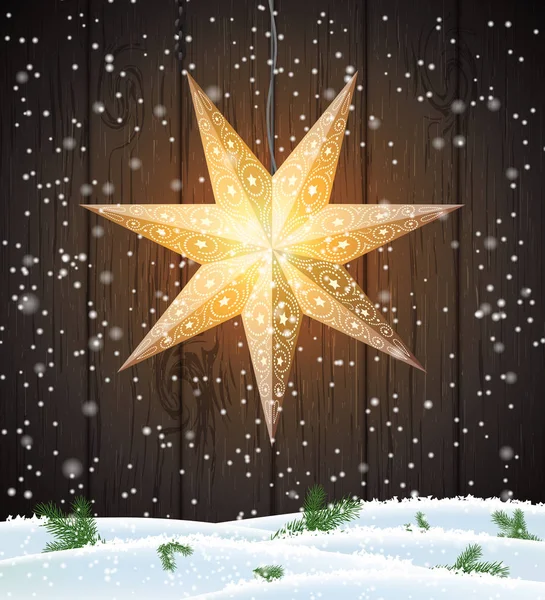 Švédský vánoční hvězda, sezónní Svítící dekorace oken — Stockový vektor