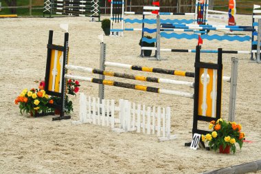 Horse show jumping obstacle, large horse arena clipart
